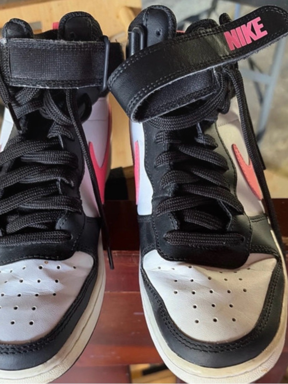 Nike Women’s High-Top Sneakers in Black, White & Pink